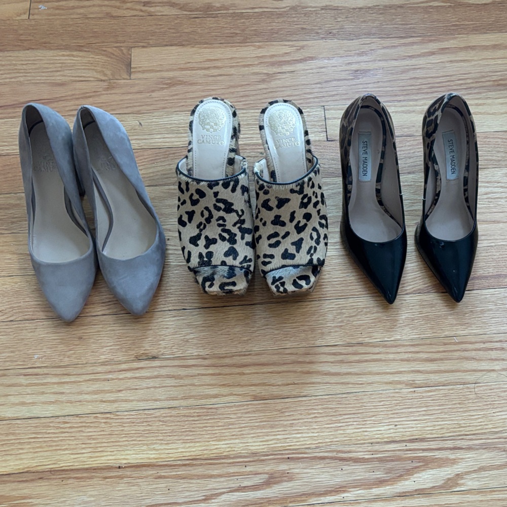 Style & Co. Black, Gray, and Leopard Print Heels